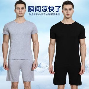 Men's Ice Silk Cool Short-Sleeve & Shorts Loungewear Set