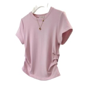 Women's Side Ruched Crew Neck Short Sleeve T-Shirt