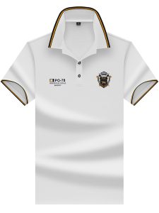 Contrast Trim Embroidered Badge Business Casual Polo Shirt