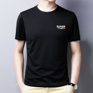 Small Logo Print Slim Fit Crew Neck Short-sleeve T-shirt (Business Casual Style)