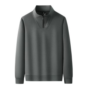 Men's Half-Zip Stand Collar Embossed Letter Casual Sweatshirt